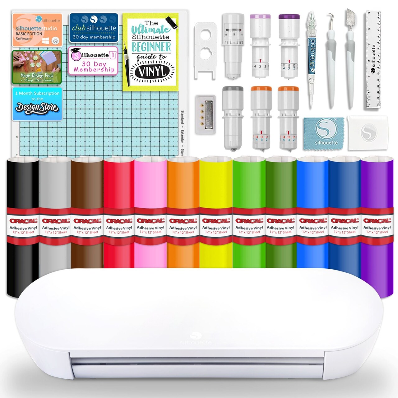 Silhouette Portrait 4 w/ Deluxe Blade & Tool Pack, Mat Pack, Guides, Designs